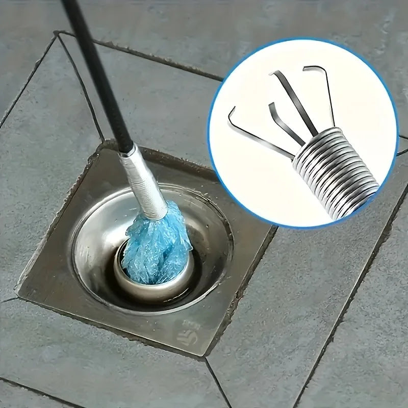 1pc Multi-Functional Metal Plumbing Snake,Toilet Unclogger with 4 Claws,Handheld Drain Grabber for Sink,Toilet,Restaurant.