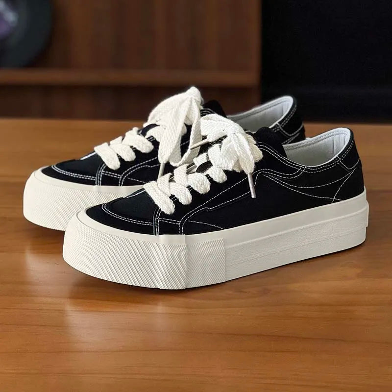 Men's thick-sole casual canvas shoes four seasons new breathable light soft-sole anti-slip comfort outdoor walking board shoes