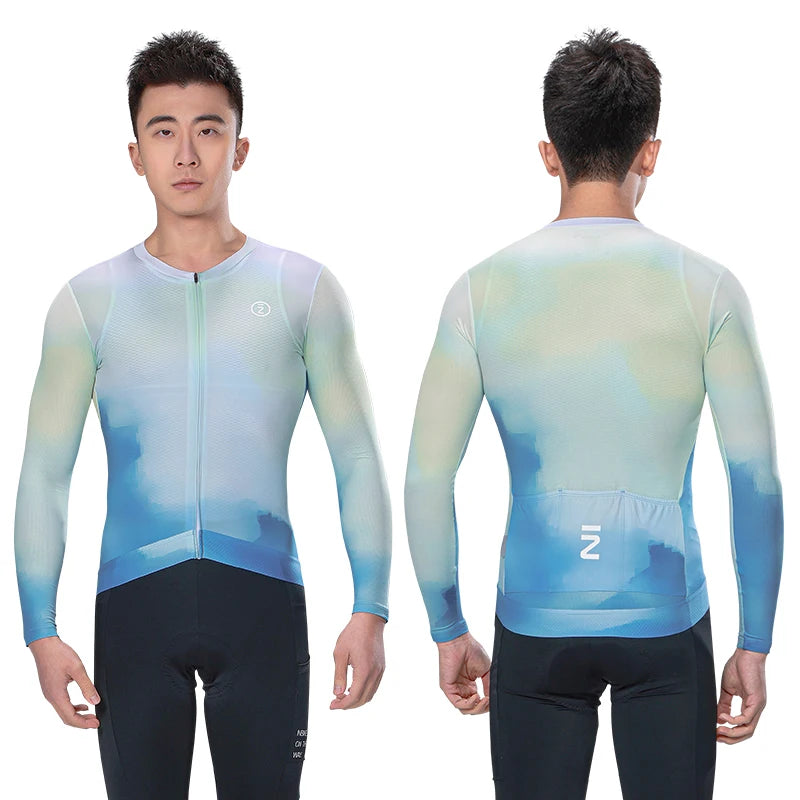 INBIKE Men's Mountain Bike Jersey Long Sleeve MTB Cycling Jersey Full Zipper with Pockets Bicycle Clothing Breathable Quick Dry
