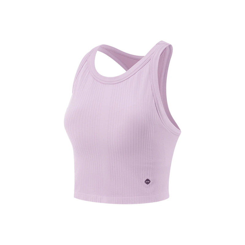 Li-Ning Women's Training Sleeveless Round Neck Vest 89.5%Nylon 10.5%Spandex Comfortable LiNing Sport Knit Camisole AUDV020