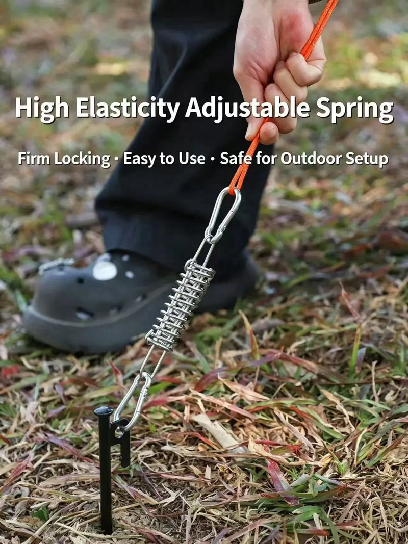 Outdoor Camping Tent High-Strength Steel Rope Buckle Spring Wind Hook Sunshade Fixed Buckle for Secure Tarp Anchoring