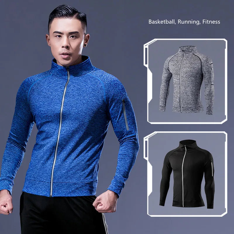 2026 NEW Men's Long Sleeve Full Zip Sports Jacket Running Workout Training Jogging Sweatshirt for Gym Fitness Athletic Wear