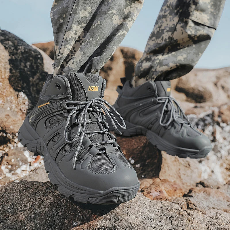 Men's Hiking Boots Four Seasons Anti-Slip Wear-Resistant Shock-Absorbing Breathable Cross-Country Training Boots Casual Walking