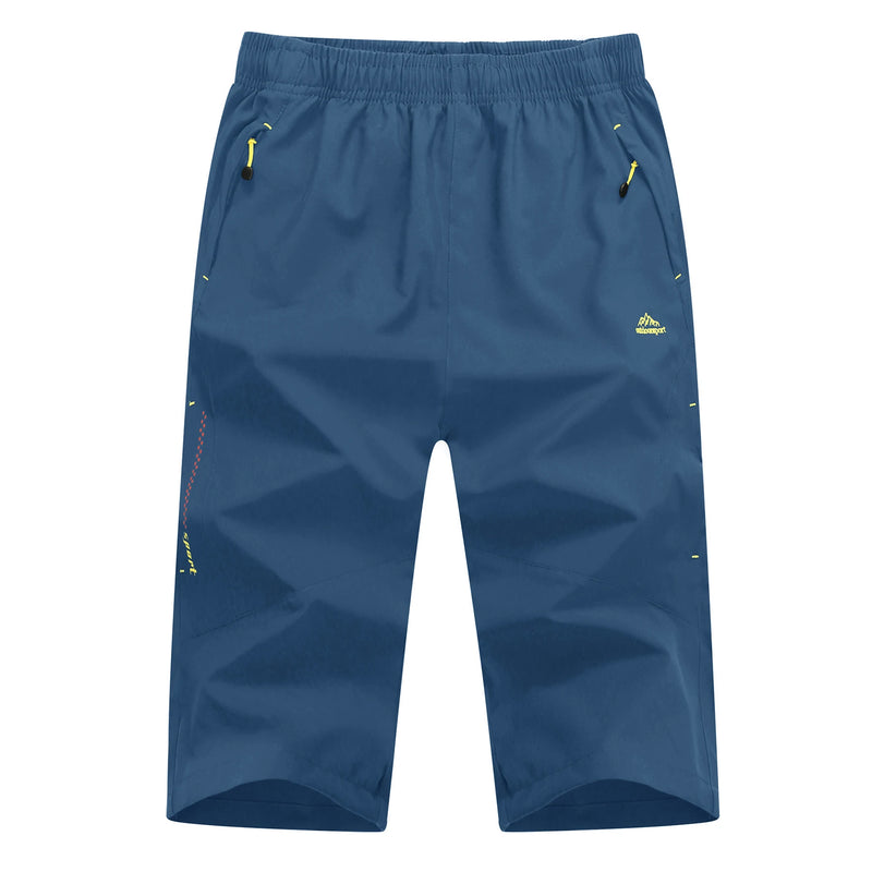 TACVASEN Men's 3/4 Long Pants Running Sports Capri Shorts Outdoor Walking Hiking Shorts Nylon Casual Below Knee Trousers Males