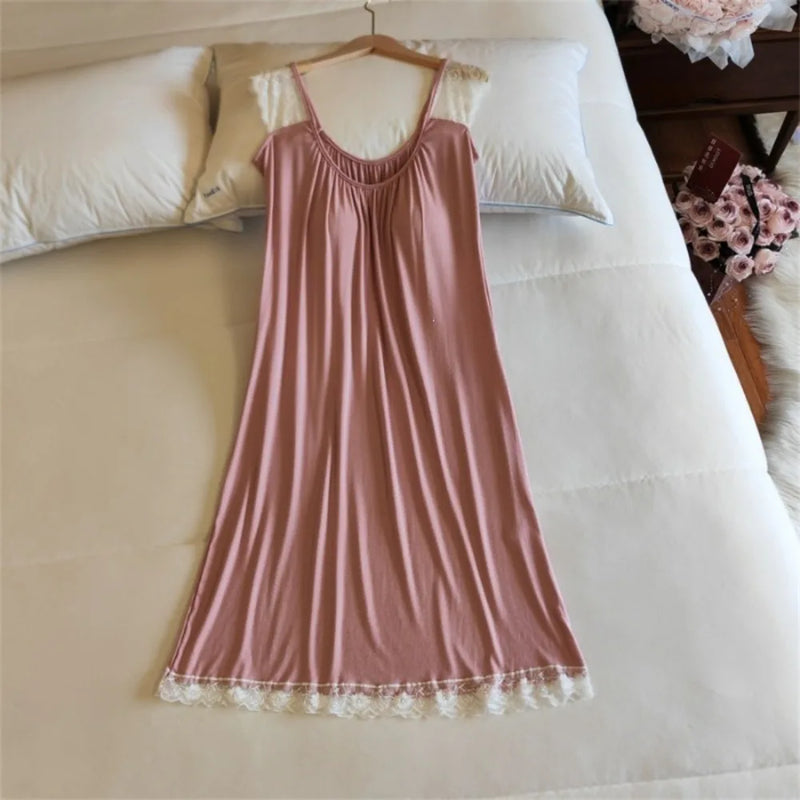 Women's Nightgown New Summer Sleeveless Pajamas Dress Nightie Chest Cup Night Dress Woman Nightwear Homewear Sleep Dress Ladies