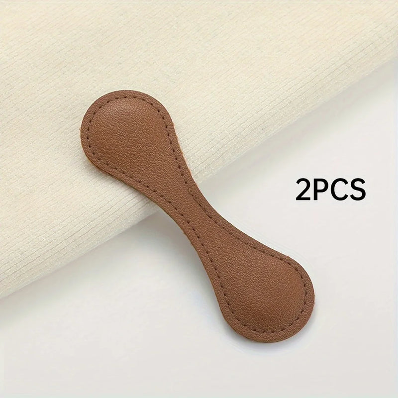 2pcs No-Sew Magnetic PU Leather Clips.Fix Cuffs,Trouser Legs,Scarves,Strong Magnetic Hold,No Damage Removable Buckles.