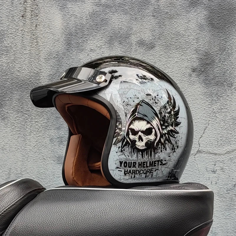 DOT Approved Retro Motorcycles Helmets 3/4 Open Face Helmet Moto Suitable For Men And Women