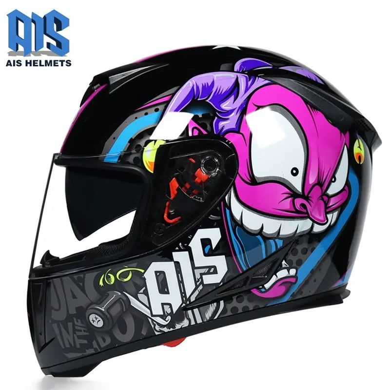 AIS Motorcycle Helmet cool Modular Moto Helmet With Inner Sun Visor Safety Double Lens Racing Full Face the Helmet Moto Helmet