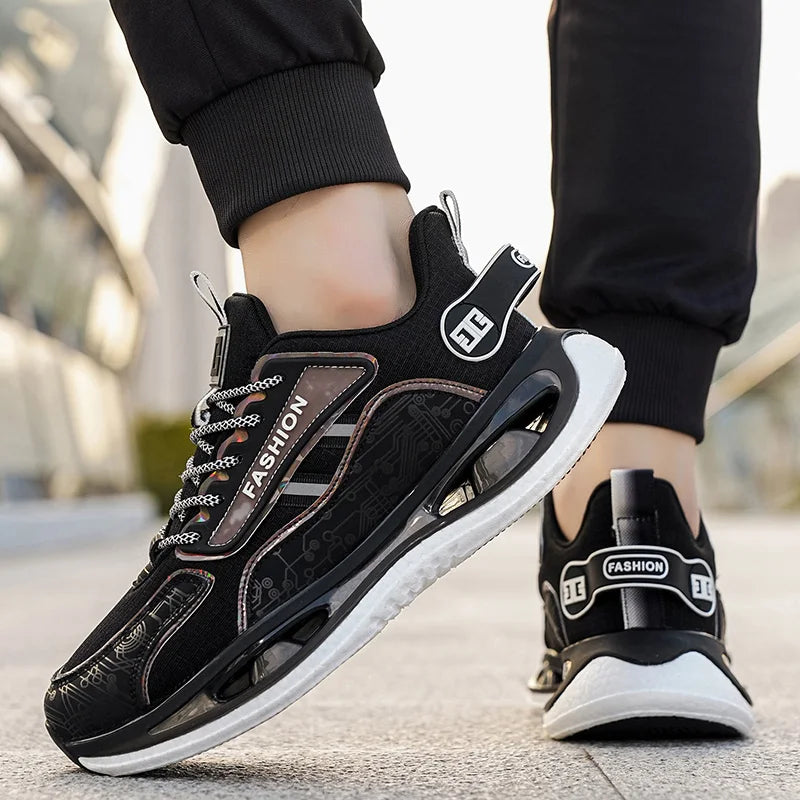 Men's Shock-Absorbing Light Casual Sneakers Spring Summer Soft-Sole Breathable Outdoor Racing Running Shoes Student Speed Sports
