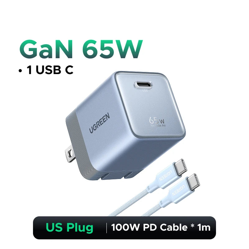 【Ultra Mini-US Plug】UGREEN 65W 45W GaN USB C Charger PD3.0 QC4.0 PPS For Macbook Pro Laptop iPhone 18 17 Samsung S26 iPad Tablet