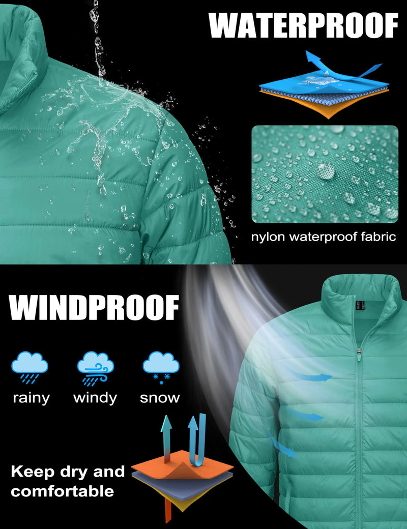 TACVASEN Men's Winter Puffer Quilted Lightweight Waterproof Warm Down Jacket Windproof Jacket For Outdoor Wear With 2 Pockets
