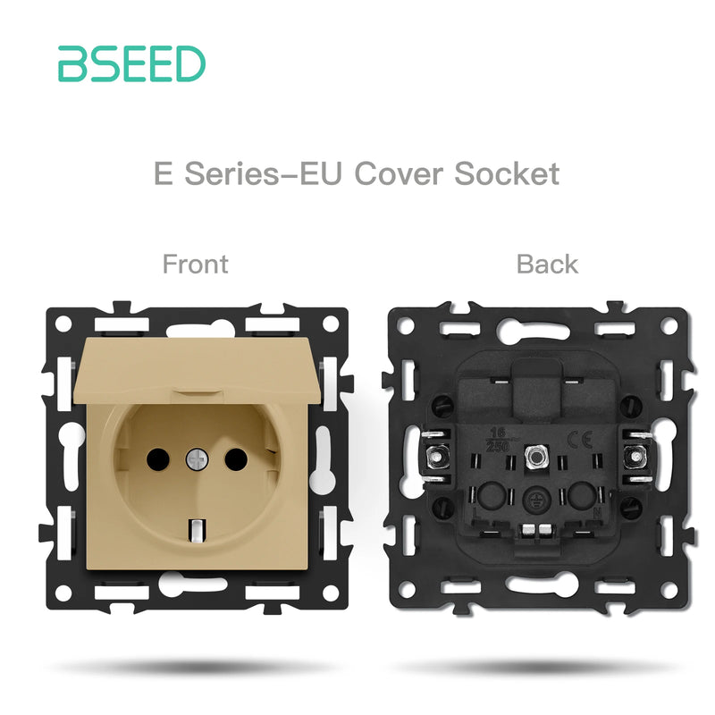 BSEED 1/2Gang Button Light Switch Function Part Glass Frame Only Light Switch Wall Power Scoket DIY Parts Free Combination 86mm