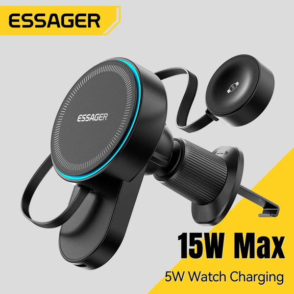 ឆ្នាំងសាកឥតខ្សែ Essager 2 in 1 ជាមួយខ្សែសាកនាឡិកា 15W សម្រាប់ iPhone 17 16 Pro Max Watch