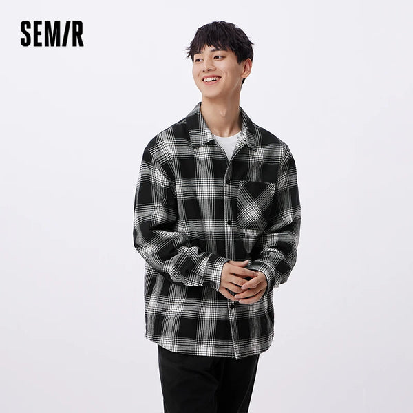អាវក្រៅបុរស Semir មានមួក ដោះចេញបាន ពណ៌ចម្រុះ លំនាំប៉ាក់ ធម្មតា ក្រៅផ្ទះ រលុង បុរាណ រដូវស្លឹកឈើជ្រុះ ឆ្នាំ២០២៦ សម្លៀកបំពាក់ខាងក្រៅប្រចាំថ្ងៃ