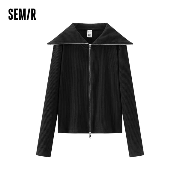 អាវធំ Semir សម្រាប់នារី ស្លីមខ្លី តិចតួចបំផុត ទាន់សម័យ ស្ទីលរដូវស្លឹកឈើជ្រុះ អាវក្រៅទម្ងន់ស្រាល ពាក់ប្រចាំថ្ងៃ 2026