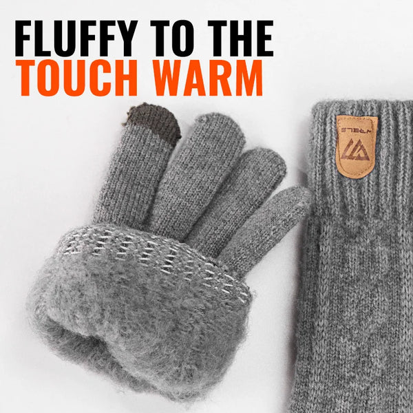 WRELS Winter Gloves Knit Gloves for Men Women Touch Screen Warm Running with Thermal Soft Knit Lining Glove for Running Driving