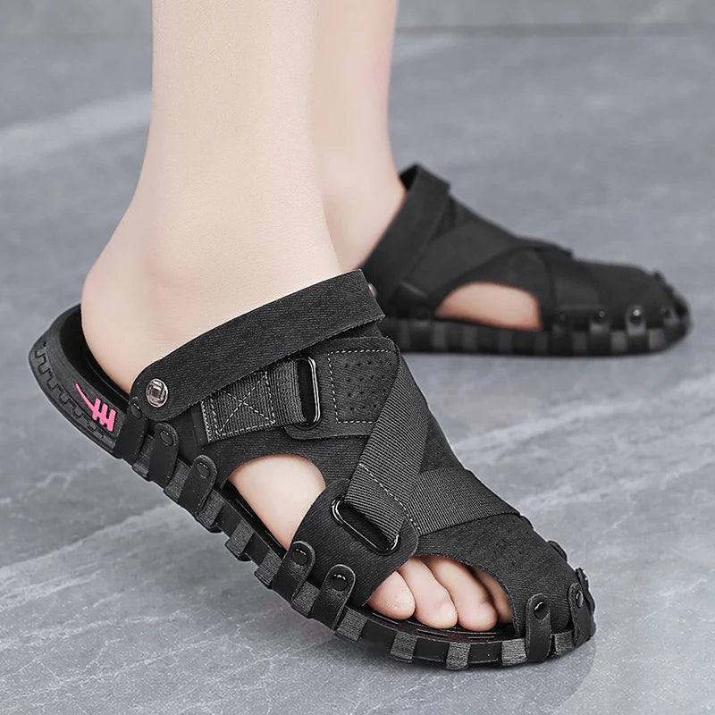 Men's breathable casual sandals summer soft-sole non-slip outdoor beach shoe fashion drving lightweight sports dual-use slippers