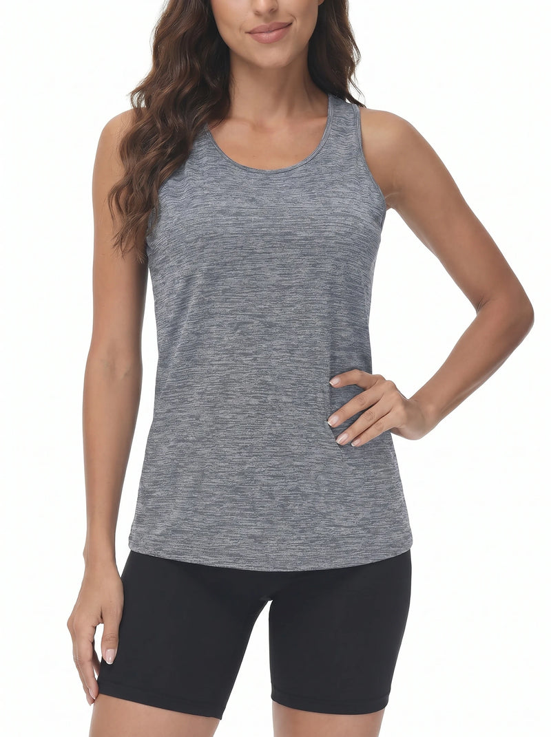 TACVASEN Gym Tops Women Sport Sleeveless T-Shirt Athletic Workout Vest Lightweight Yoga Tee Shirt Summer Breathable Tank Tops