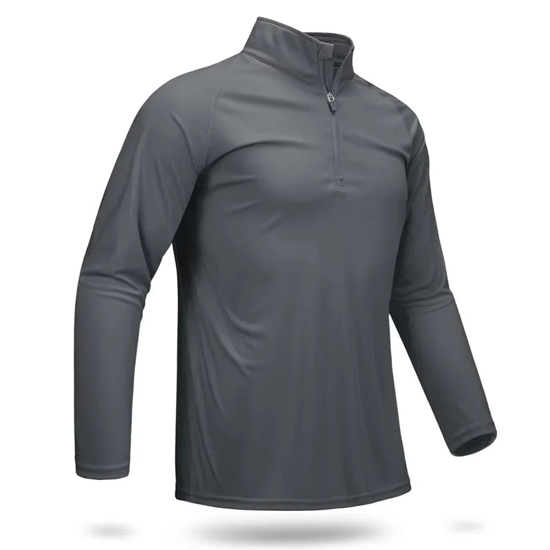 TACVASEN UPF 50+ T-Shirts Men's 1/4 Zip UV Protection Long Sleeve T-Shirts Fishing Hiking Performance Tee Shirts Pullover Tops