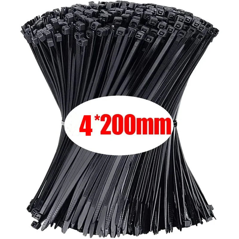 100-1000 PCS Self-locking Plastic Nylon Tie Black Fastening Strap Cable-Tie-Set Cable Zip Tie Fastening Ring Zip Wraps Strap Tie