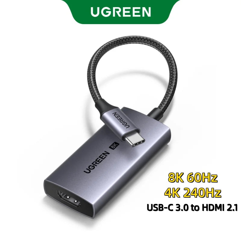 UGREEN USB C to 8K HDMI Adapter for Xiaomi MacBook Pro Air iPad Samsung Galaxy 8K/60Hz 4K/240Hz USB C to HDMI Converter Cable