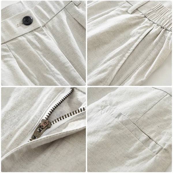 Summer New Casual Breathable Linen Cotton Pants for Men Clothing Stragiht Solid Color Summer Pants CM2062