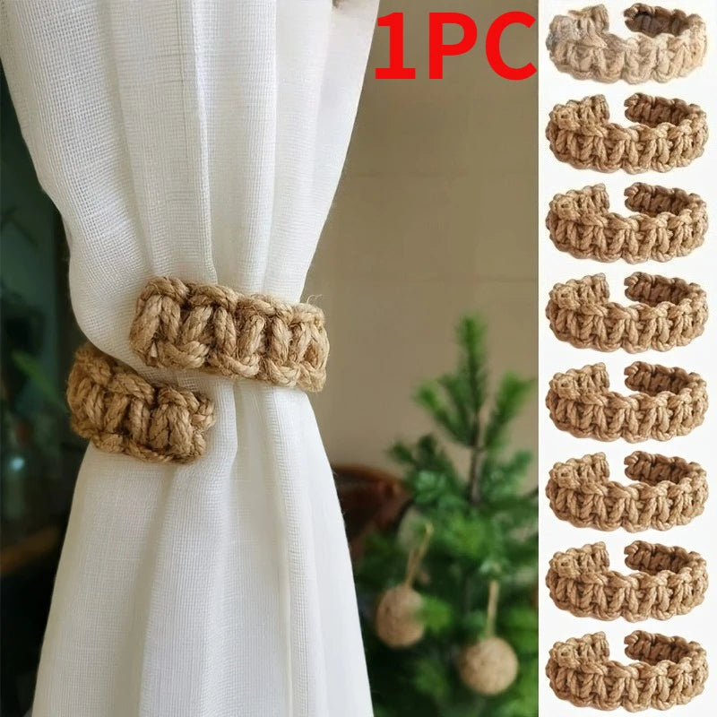 Hand-Woven Hemp Rope Curtain Tether,Hemp Rope Bracket  - Decorative Storage Bracket for Bedroom Home Decoration Accessories