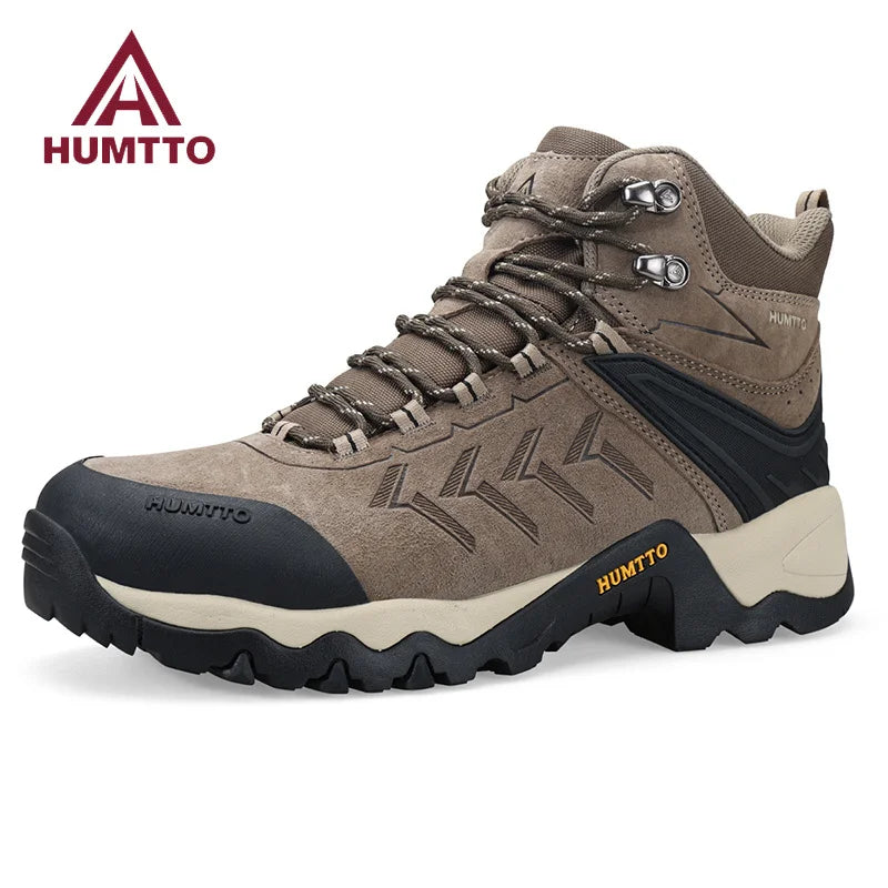 HUMTTO Genuine Leather Hiking Shoes Man Luxury Designer Trekking Boots for Men Breathable Non-slip Outdoor Winter Men's Sneakers