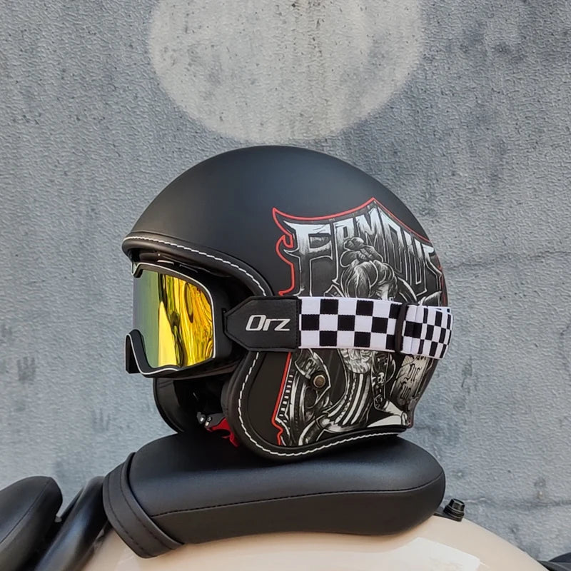 ORZ Latest 3/4 Retro Motorcycle Helmet Cascos Para Motos Four Seasons Commuter Men's and Women's Half Helmets Capacetes de Moto