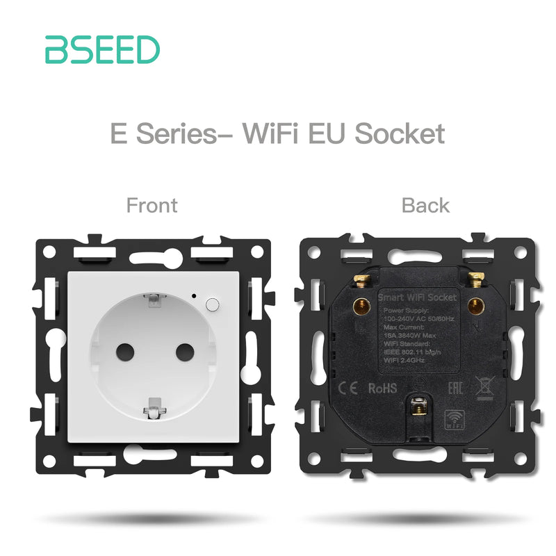 BSEED WIFI Click Switch Module 1/2/3/4Gang Smart Light Switch DIY Part PC Plastic Frame Smart Socket Components Tuya Smart Life