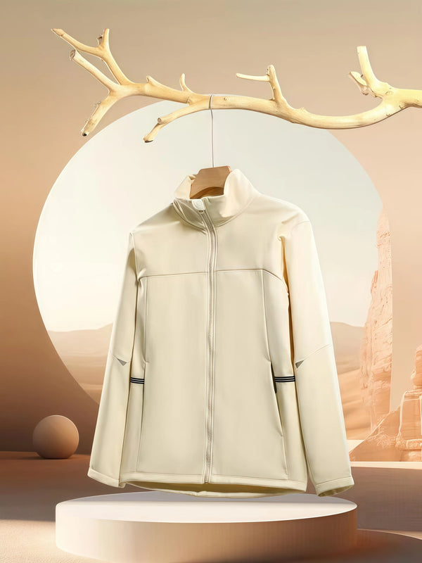 2026 New Autumn loose soft-shell business stand-up collar single-layer one-piece windbreaker for men and women waterproof
