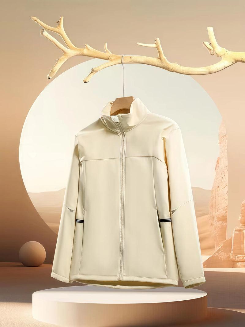 2026 stand-up collar single-layer one-piece windbreaker New Autumn loose soft-shell waterproof  windproof for men and women