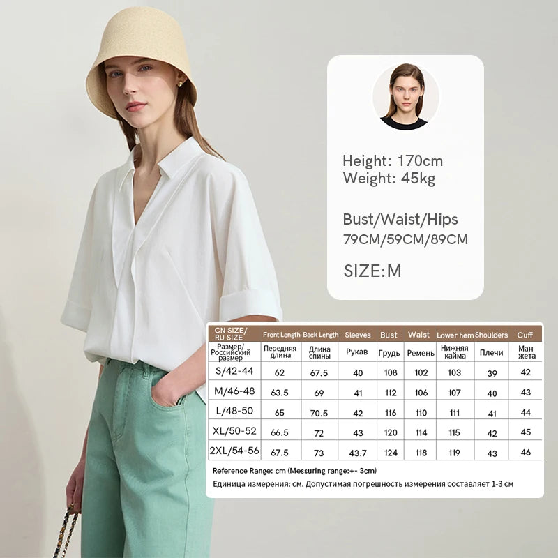 អាវ Amii Minimalist សម្រាប់ស្ត្រី ពណ៌រឹង ក V រចនាកអាវបត់ចុះក្រោម រលុង ស្ទីល Lyocell អាវ 12522053