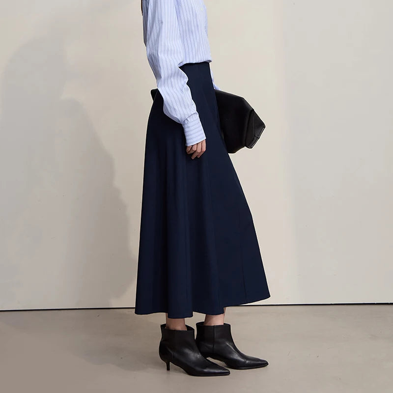 AMII Women's Skirt 2026 Autumn New Minimalist Solid Color Loose Skirts For Women Medium To Long Versatile A-shaped Skirt12524019