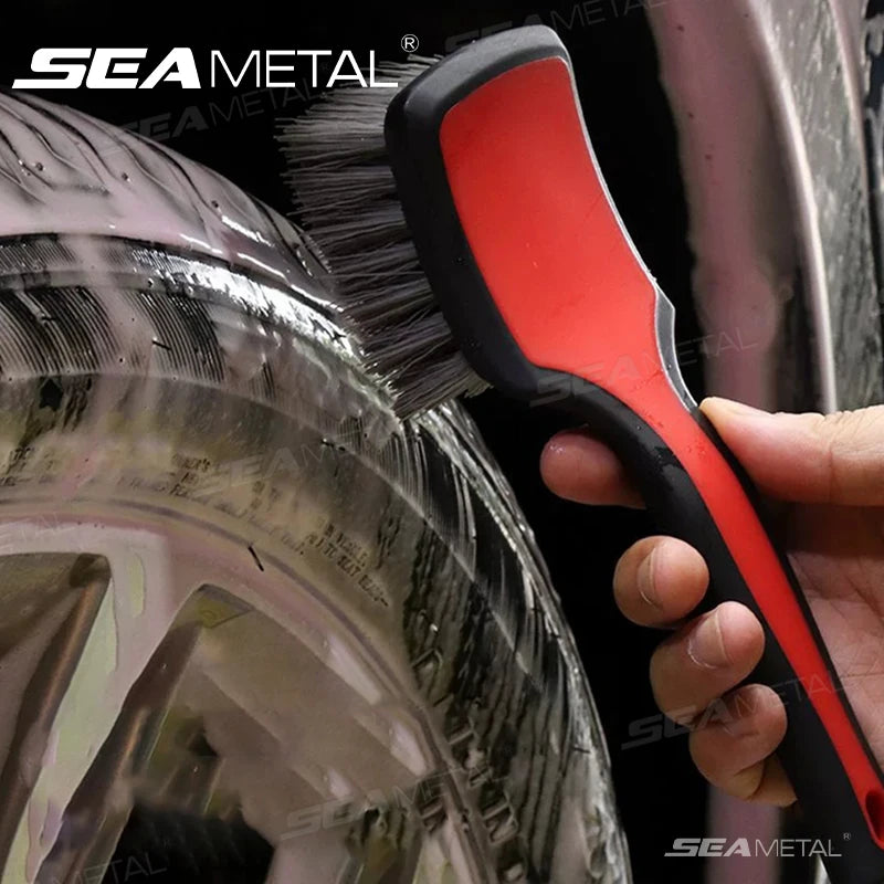SEAMETAL Rubber Handle Car Wheels Brushes Medium Stiff Synthetic Bristles Tire Scrub Cleaner Never Scratch Wheel Tire Clean Tool