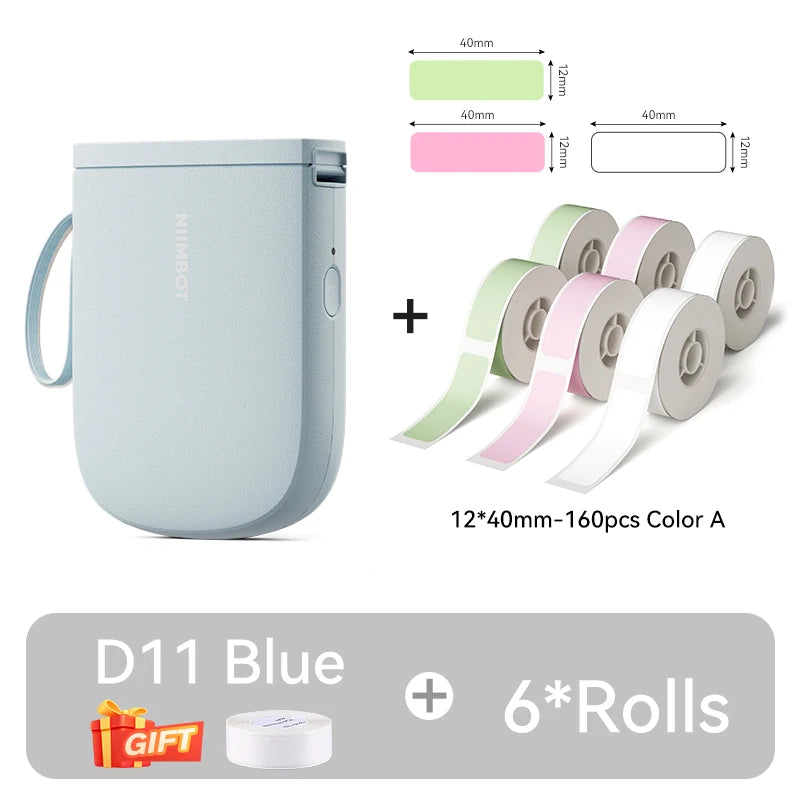 NiiMbot D11 Bluetooth Thermal Label Printer Portable Wireless Label Maker Machine Multiple Templates Available for Office Home
