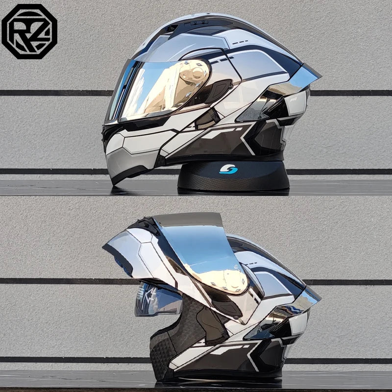 ORZ-991 Flip over Motorcycle Helmet Modular Full Face Motorcycle Helmet with Sunshade Mirror Dual Lens Motorcycle Equipment