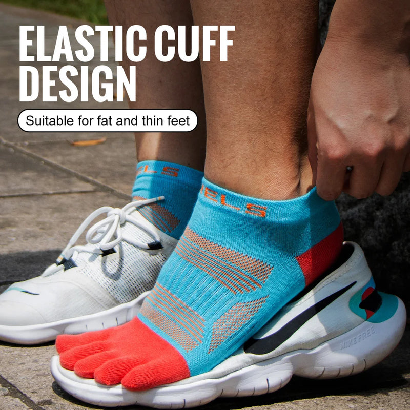 WRELS Five Finger Toe Running Socks Athletic Breathable Five Finger Socks High Performance Moisture Wicking Five Toe Socks