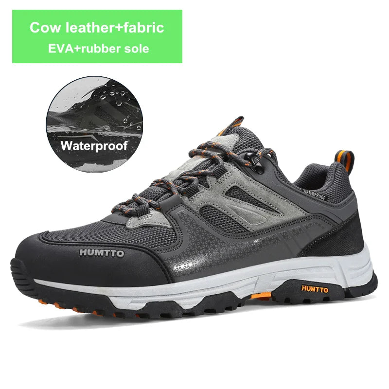 HUMTTO Shoes for Men 2023 Luxury Designer Leather Hiking Boots Outdoor Climbing Trekking Sneakers Mens Sports Walking Man Shoe