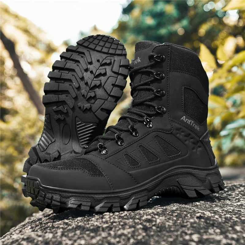 Men's Field Combat Training Boots Four Seasons Non-Slip Comfort Jungle Combat Boots High-Top Outdoor Multi-Terrain Hiking Boots