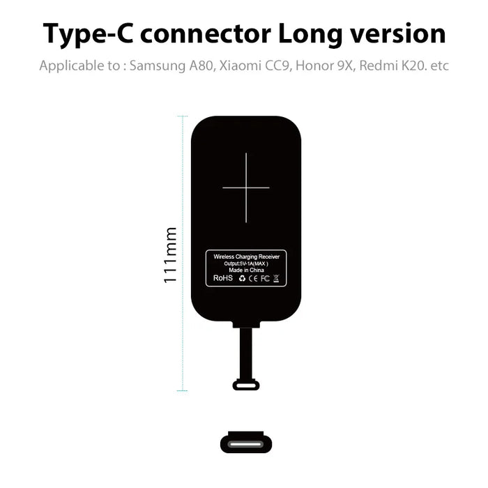 Type C Wireless Charging Receiver, Nillkin Magic Tag USB C Qi Wireless Charger Receiver Chip for Google Pixel 2 XL OnePlus 7/7+ Type C Long CHINA