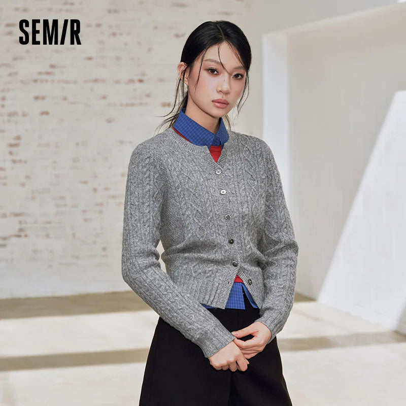 អាវកាឌីហ្គែនប៉ាក់ Semir សម្រាប់នារី កាត់ស្មាធម្មតា រចនាបែបសាមញ្ញ ងាយស្រួលប្រើ ពាក់ប្រចាំថ្ងៃរដូវរងាថ្មីឆ្នាំ ២០២៦