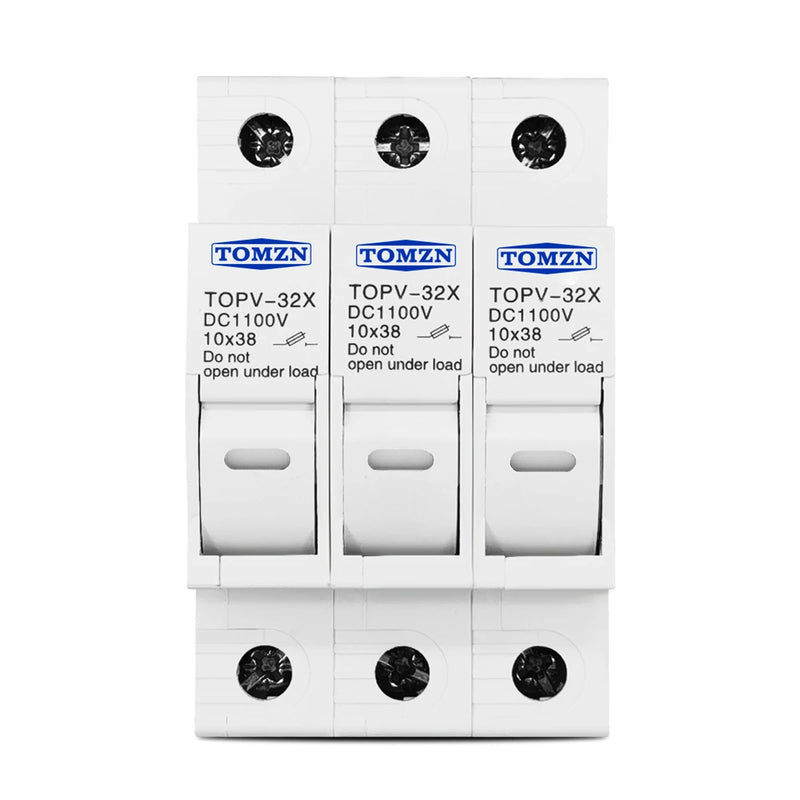 TOMZN 1P 2P 3P 4P 1100V DC Fuse Holder 10*38mm High Voltage PV TOPV-32X Base Photovoltaic System Protection Protector GPV NEW