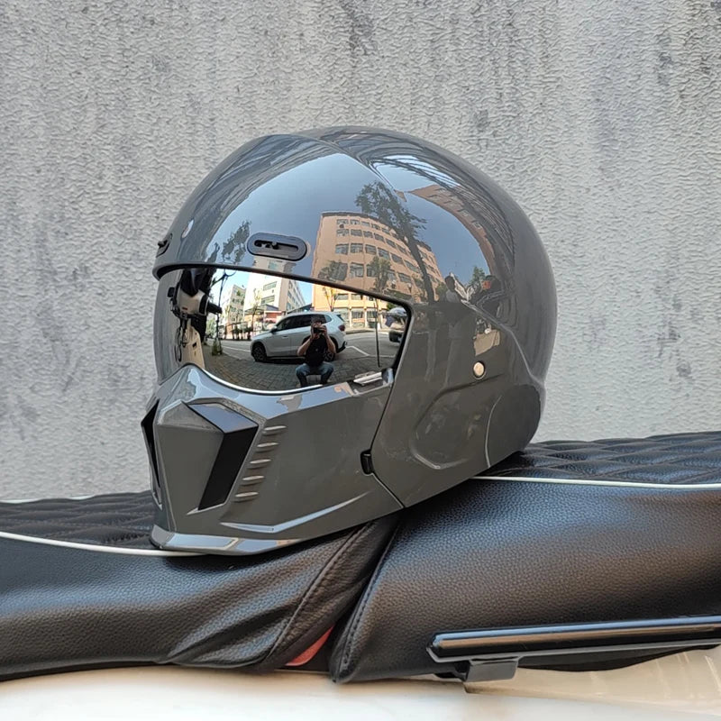 ORZ Motorcycle Helmets Full Face Open face Helmet 3/4 for Men Dual Visor with Internal Tinted Sunshield DOT Approved