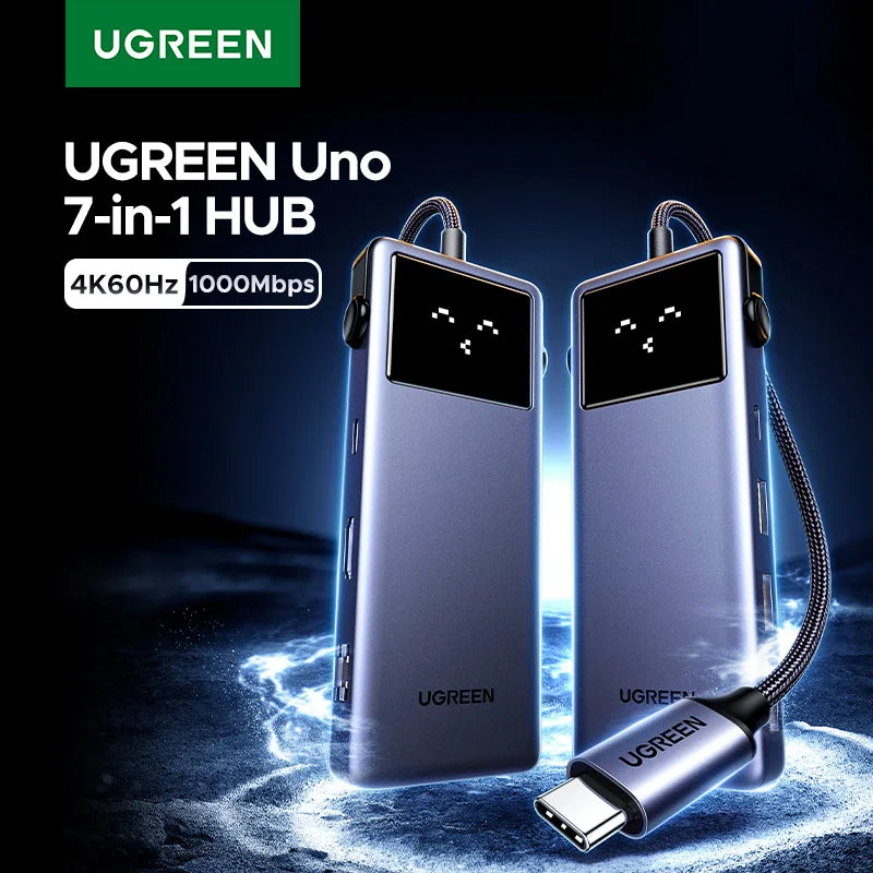 UGREEN Uno USB C HUB Type-C to 4K60Hz 2K120Hz HDMI 1000Mbps RJ45 PD100W USB-A/C 3.0 Splitter for Laptop MacBook HP Dell Docking