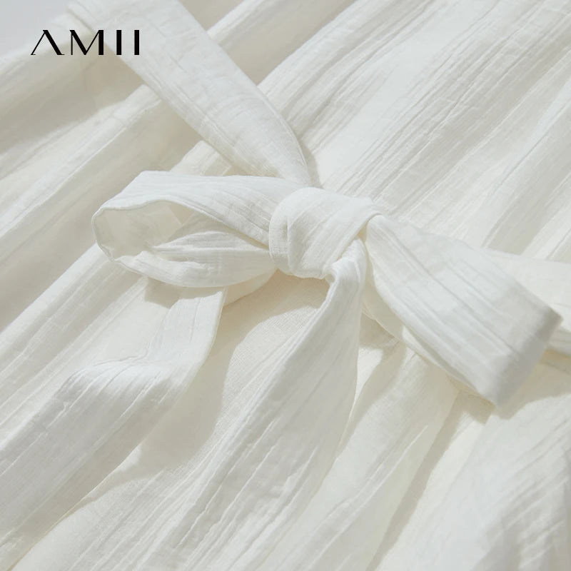 រ៉ូប Amii Minimalist ធម្មតាស្រាលប្រណីតសម្រាប់នារីរដូវក្តៅឆ្នាំ ២០២៥ រ៉ូបដៃអាវចរសម្រាប់នារីការិយាល័យថ្មី រ៉ូបវែងរលុង 12542160