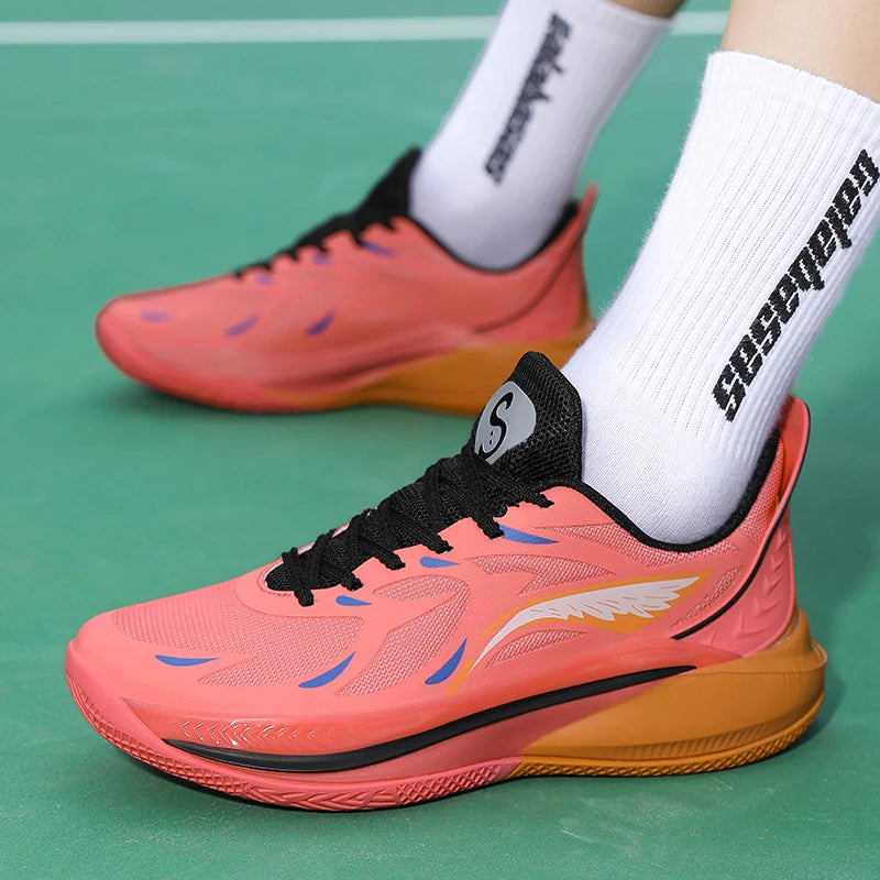 Basketball shoes spring summer new men's outdoor sports running shoes breathable light soft-sole non-slip student speed sneakers