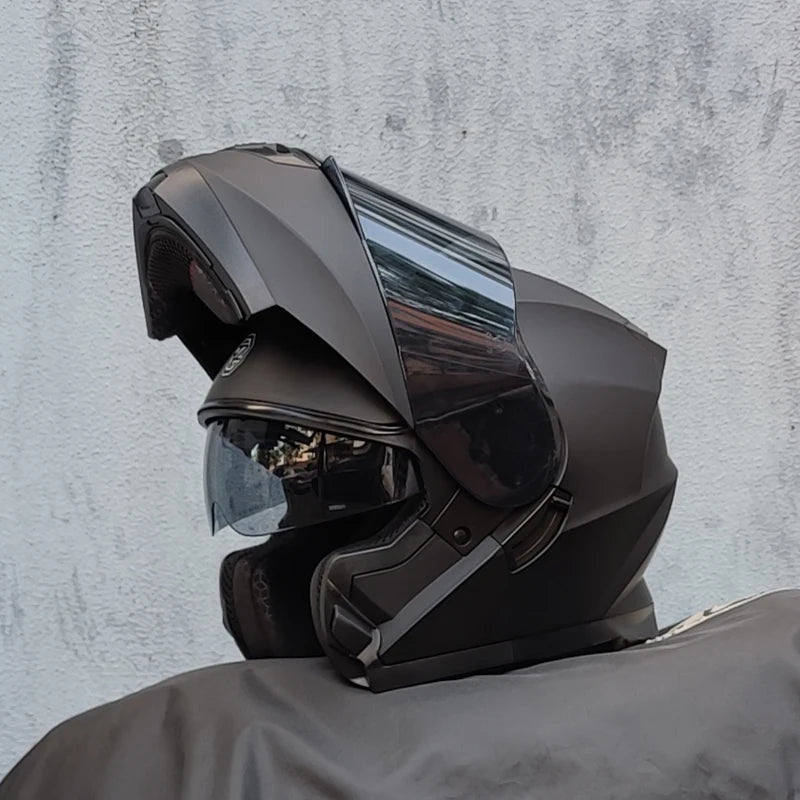 Motorcycle Helmet Dual Visor Modular Flip Up Full Face Helmet for Adult Men Women DOT Approved Casco Moto ORZ-162