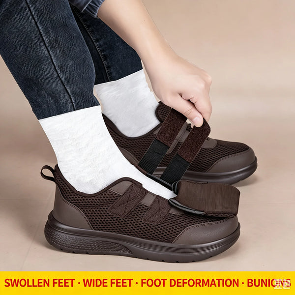 Extra Wide Orthopedic Walking Shoes for Diabetic Swollen Feet Adjustable Double Hook and Loop Sneakers Wide Toe Comfort Casual