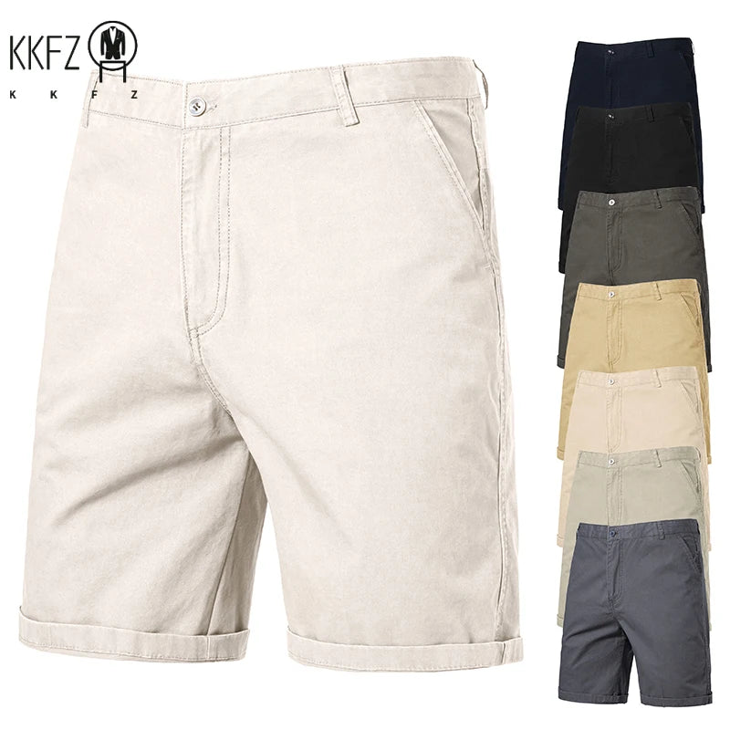 Breath Weave Male Knee Shorts Front Zip Closure Two Back Pockets Daily Office Semi Formal Casual Short Trousers